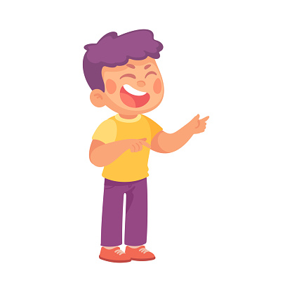 Angry Bullying Boy Character with Face Grimace Teasing Somebody Vector Illustration. Offensive Kid Behave Badly Humiliating and Warring Concept