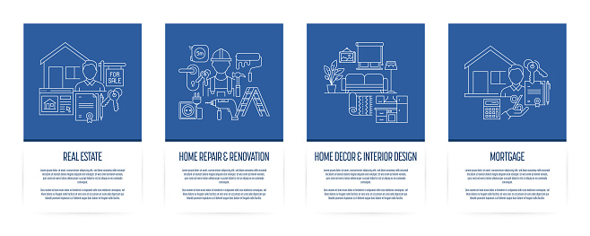 Real Estate, Home Improvement, Home Decor, Mortgage Onboarding App Screens Vector Illustration