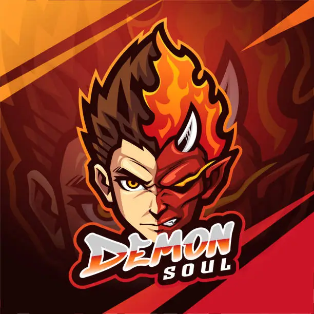 Vector illustration of Demon soul face mascot