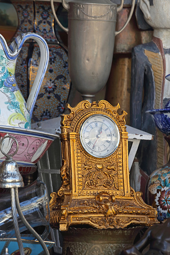 Antique Tabletop Gold Clock at Flea Market