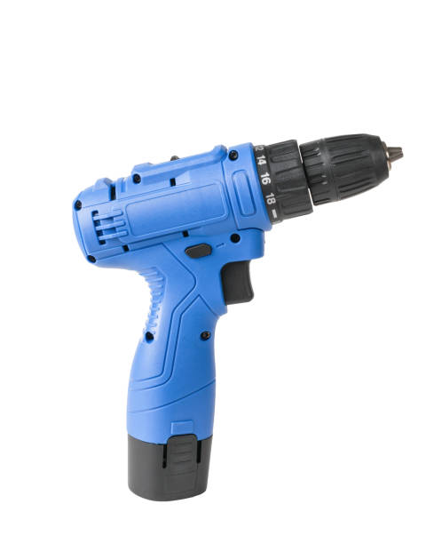 istock Blue cordless screwdriver isolated on a white background. 2074692609