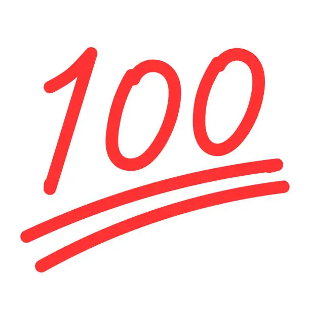 Vector illustration of 100-point illustration evaluation symbol for tests, etc.