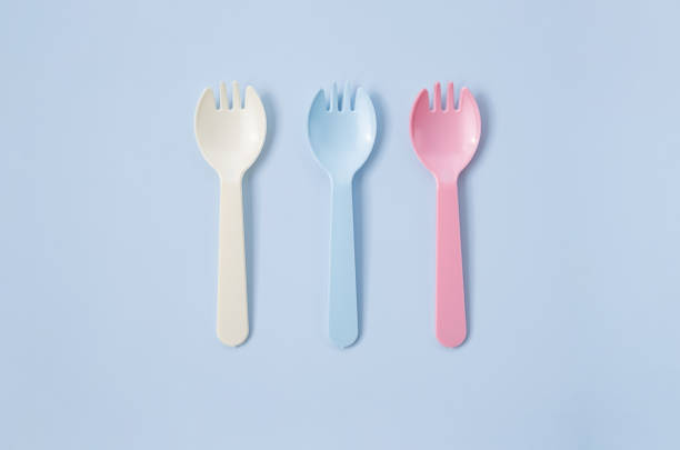 Set of colourful small forks for kids.