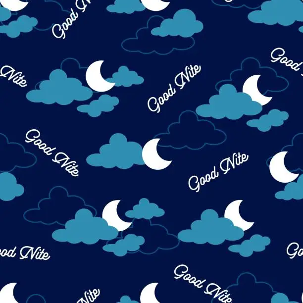 Vector illustration of Nighttime Wonders Bliss Vector Seamless Pattern