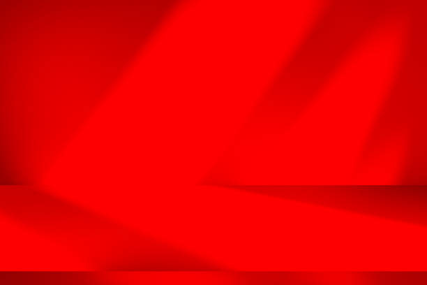 istock Wall interior background, studio and backdrops show products. with shadow from window color red light. background for text insertion and presentation of product 2074839458