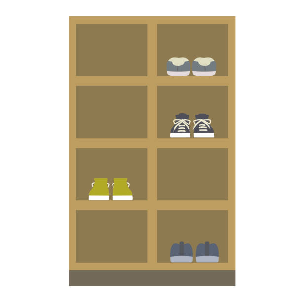 Illustration of shoes in a shoe rack Illustration of shoes in a shoe rack 靴 stock illustrations
