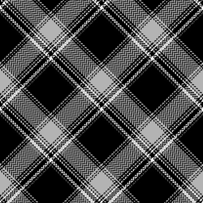Black and white plaid seamless pattern. Modern fashion cage herringbone texture. Vector graphics of printing on fabrics, shirts, textiles, curtains.