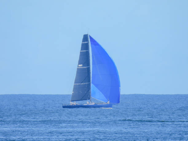 blue water sailing - clear sky water sports and fitness yacht zdjęcia i obrazy z banku zdjęć