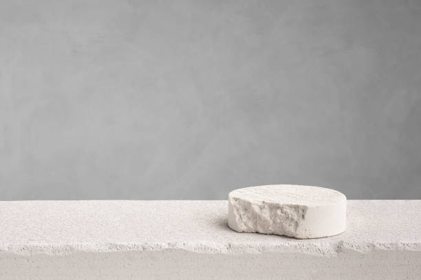 istock Selective focus.top sand stone product display platform in minimal design 2074896290