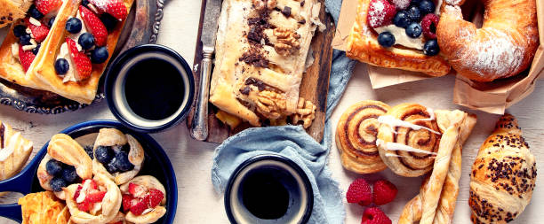 istock Freshly baked pastry. Delicious dessert table. 2074896816