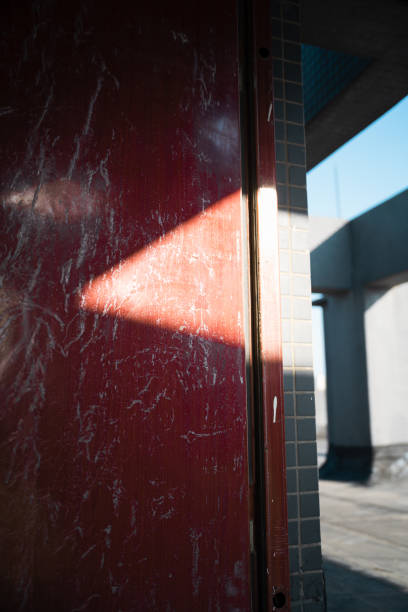The sun shines on the door
