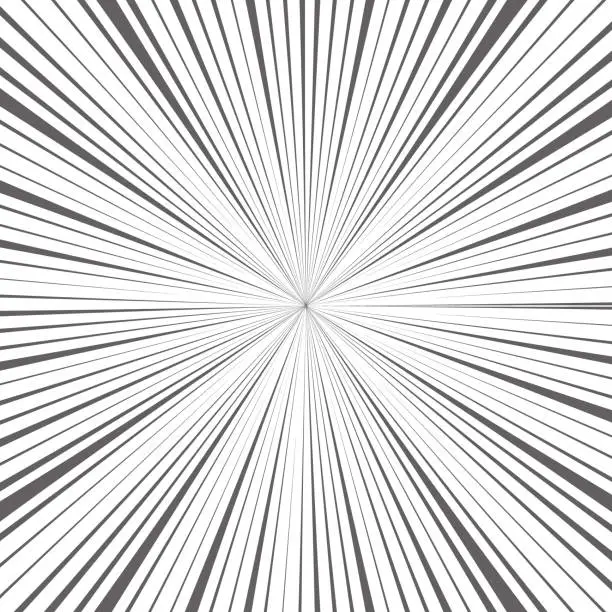 Vector illustration of Sun rays background. White and grey radial abstract comic pattern. Vector explosion abstract lines backdrop