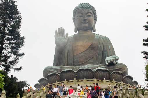 Lantau Island, Hong Kong - ‎June 13, 2016 : View Of Tian Tan Buddha (Big Buddha) On The Top Of Ngong Ping In Lantau Island.