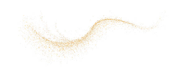 Sparkling golden sand wave realistic vector illustration Sparkling golden sand wave realistic vector illustration. Magic design. Fairytale mystic shimmering glitter 3d element on white background gold light flare stock illustrations