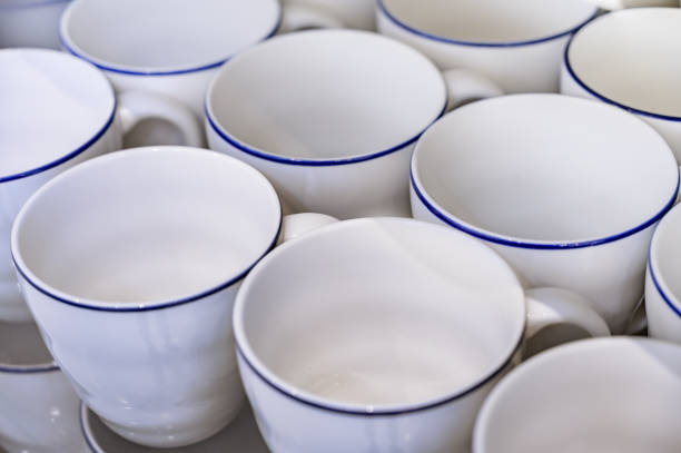 istock Stock of white ceramic mugs 2074965300