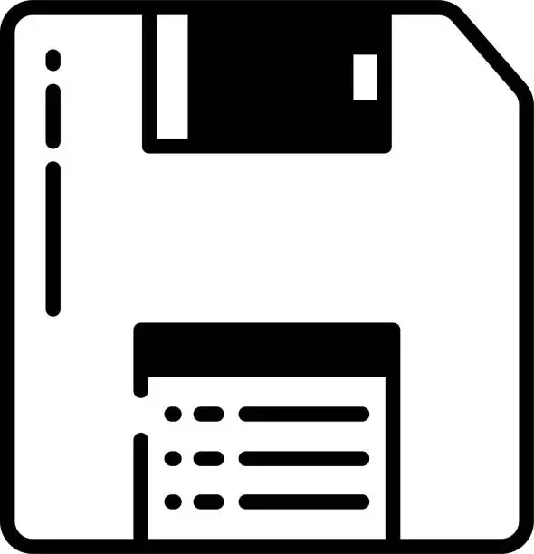 Vector illustration of Diskette glyph and line vector illustration