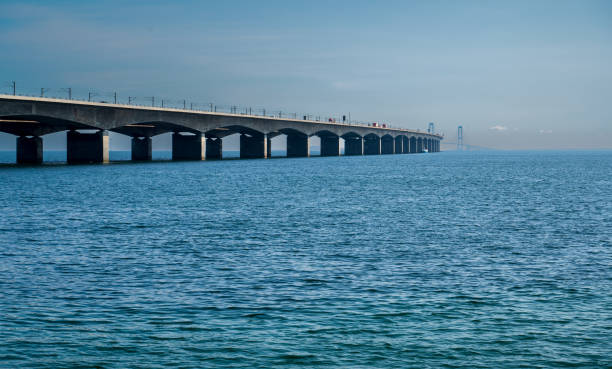 istock Big concrete bridge over the blue sea 2075088208