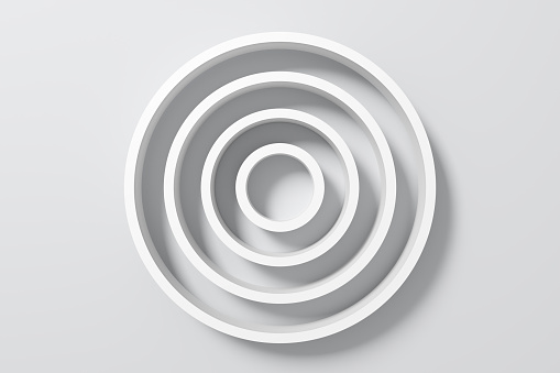 Target, goal achievement and business success concept. Goal setting. White target on white background. 3D render.