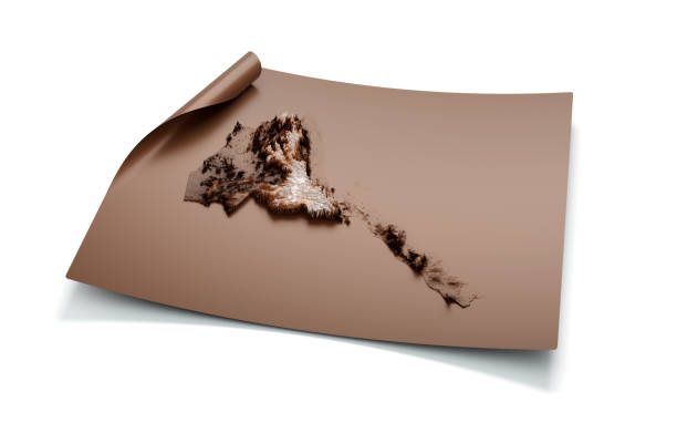 istock Map Of Eritrea Old Style Brown On Unrolled Map Paper Sheet On White Background 3d illustration 2075114808
