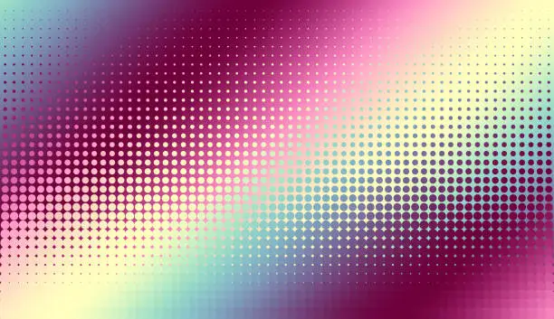 Vector illustration of Colourful gradient halftone dots background. Vector illustration. Abstract pop art style dots on abstract blur background