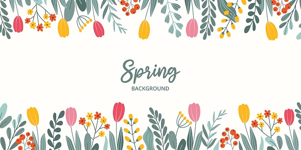 Spring Banner Empty Spring Rectangular Celebration Banner On White Background With Place ...
