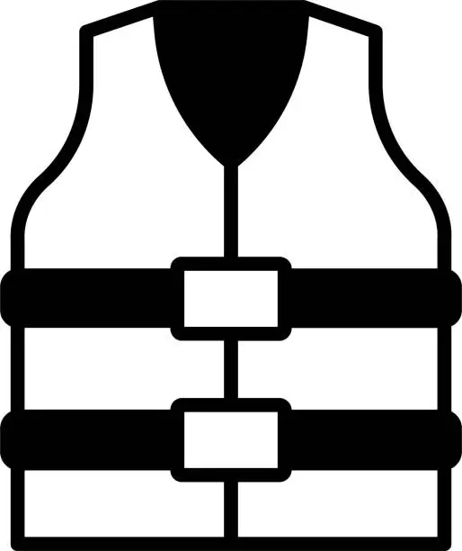 Vector illustration of Life Jacket glyph and line vector illustration