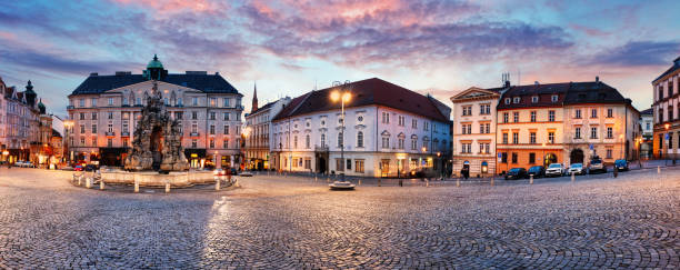 istock Brno - panorama of Zeleny trh square at dramatic sunset, Czech Republic 2075116313