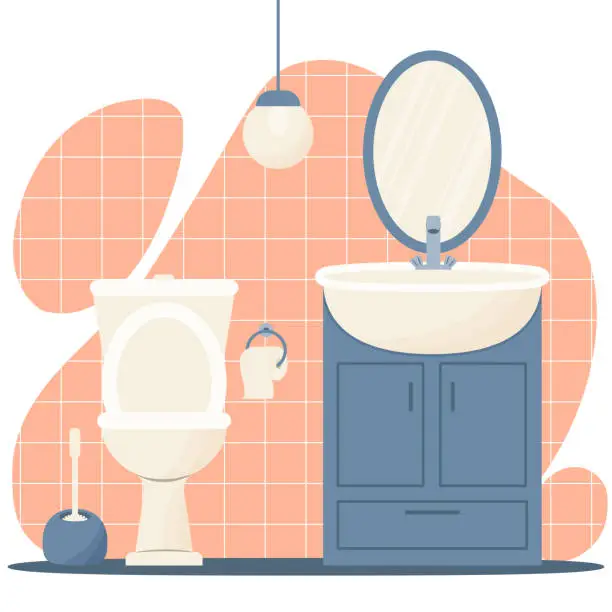 Vector illustration of Bathroom and toilet interior design