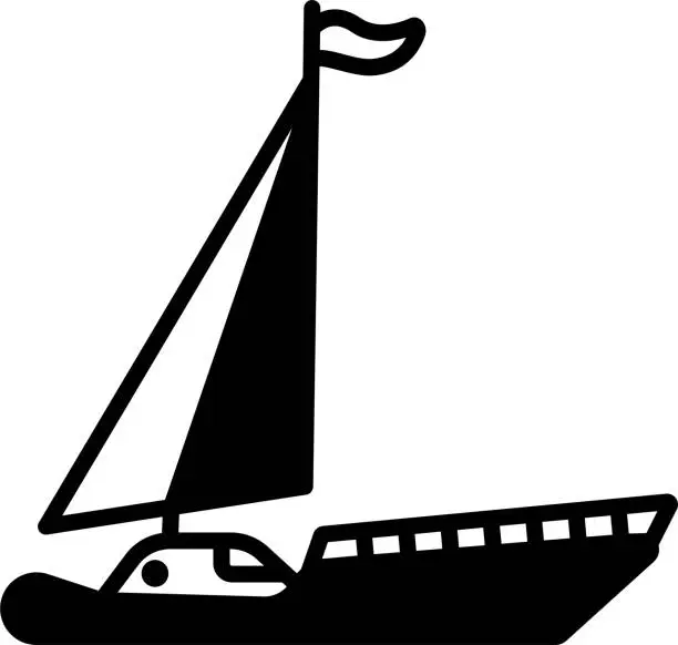 Vector illustration of Yacht glyph and line vector illustration