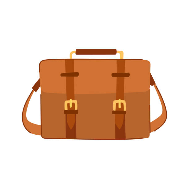 stockillustraties, clipart, cartoons en iconen met bag briefcase leather cartoon vector illustration - attaché