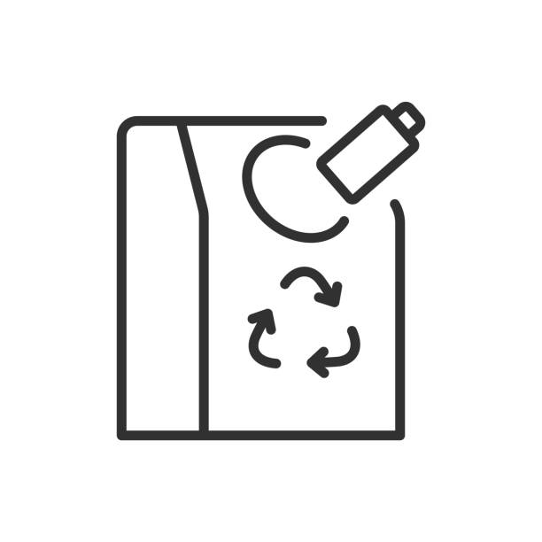 ilustrações de stock, clip art, desenhos animados e ícones de recycling container for batteries and accumulators, linear icon. line with editable stroke - vector editorial cut out recycling