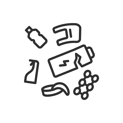 Unsorted Garbage, Waste, linear icon. Line with editable stroke