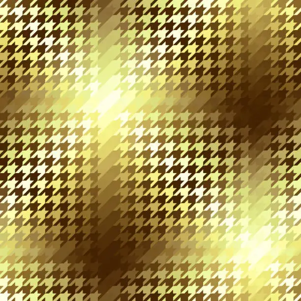 Vector illustration of Diagonal gold plaid pattern. Small houndst-ooth pattern. Vector seamless image.