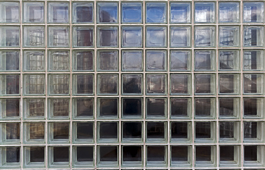 Close up view of glass blocks