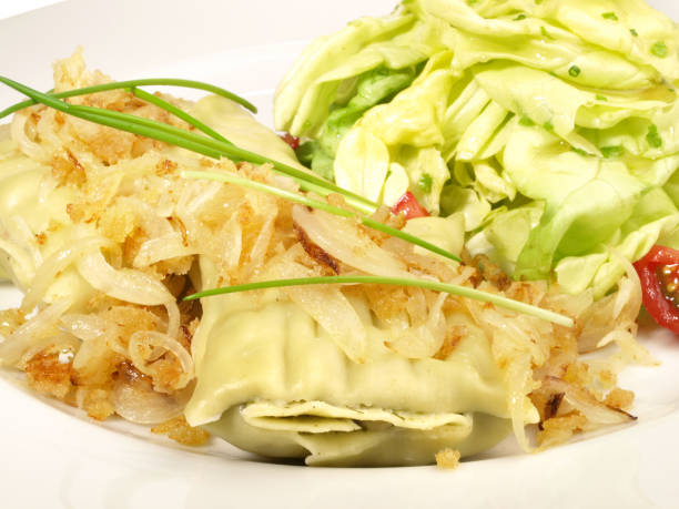 Maultaschen with green Salad - Traditional German Style