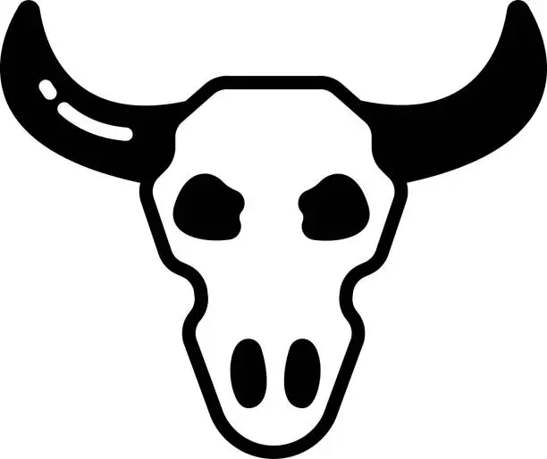 Vector illustration of Animal Skull glyph and line vector illustration