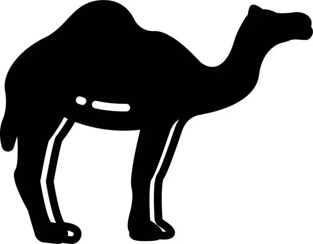 Vector illustration of Camel glyph and line vector illustration