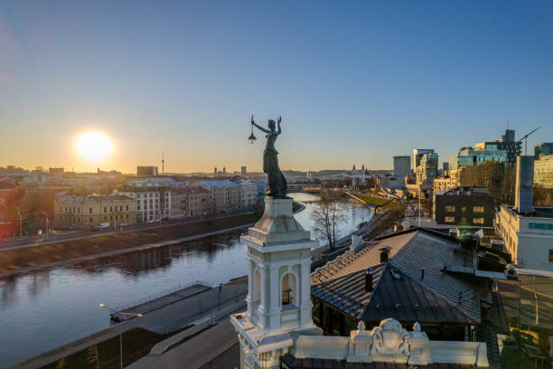 istock Aerial spring view of sunset in Vilnius Old Town, Lithuania 2075211005