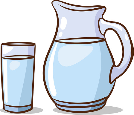vector illustration of a Jug and a Glass of Water on a White Background