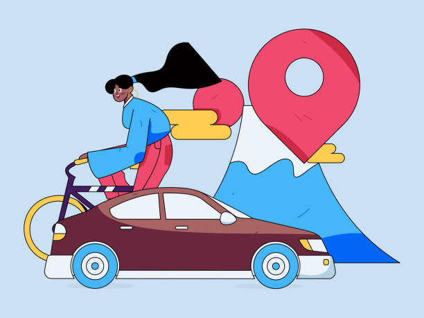 istock Flat vector concept operation hand drawn illustration of people taking a taxi 2075220363