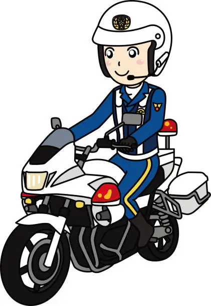 Vector illustration of Motorcycle police officer