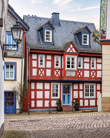 Typical medieval german construction in fairytale Idstein, Hesse, Germany