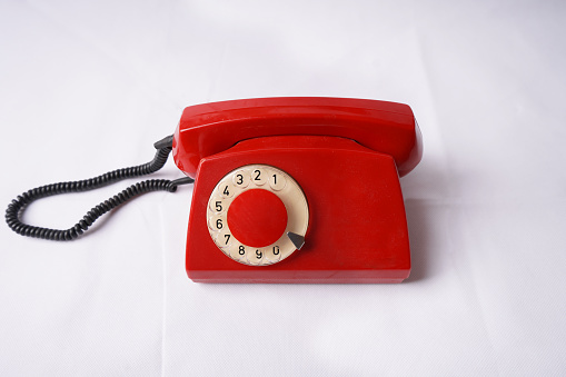 Retro phone on a white background