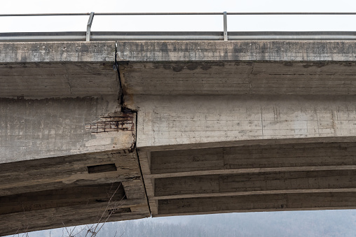 road viaduct damaged by time and bad weather