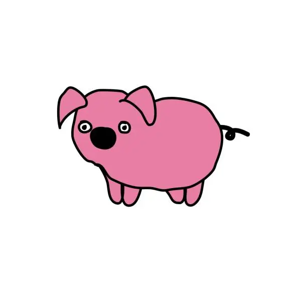Vector illustration of a vector image of a pig with a pink color