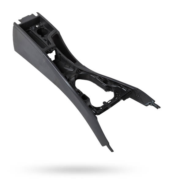 istock Dismantled car center console on a white isolated background in a photo studio - gray plastic panel with metal elements, spare part for sale and installation in a auto service center. 2075332496