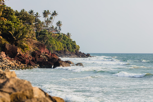 Varkala cliff and coast line at sunset