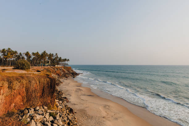 istock Varkala cliff, wild beach and coastline at sunset 2075338279
