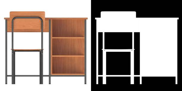 istock Wide classroom table desk with side shelves 2075371791