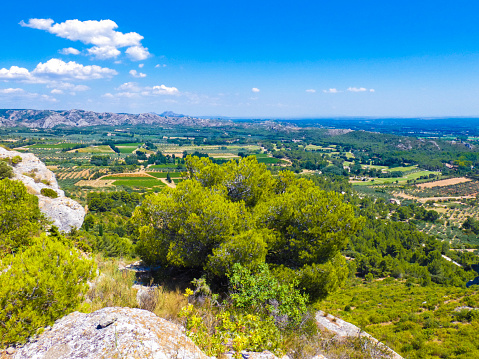 Tuscany landscape. The beautiful little town Pienza in the background. Italy